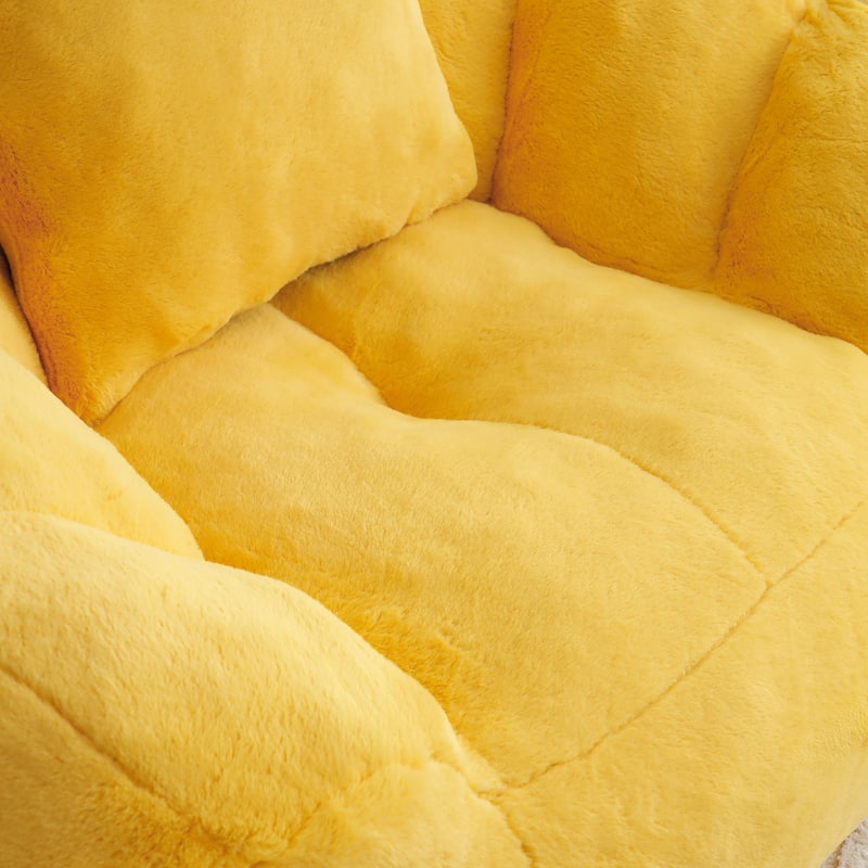Faux Fur Bean Bag Chair with Ottoman, Giant Bean Bag Chairs for Adults, Shell-Shaped Lounge Floor Sofa with Filler