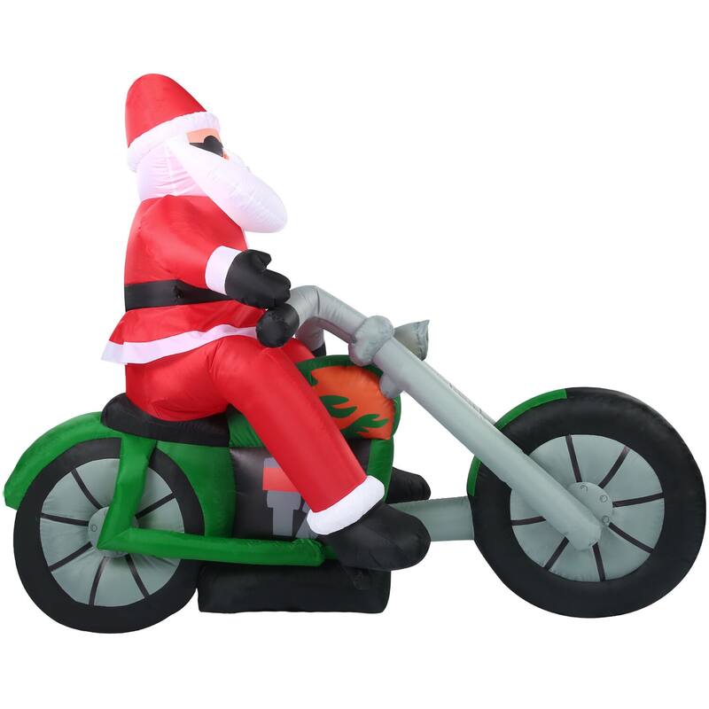 Fraser Hill Farm 6-Ft. Wide Prelit Motorcycle Santa Inflatable