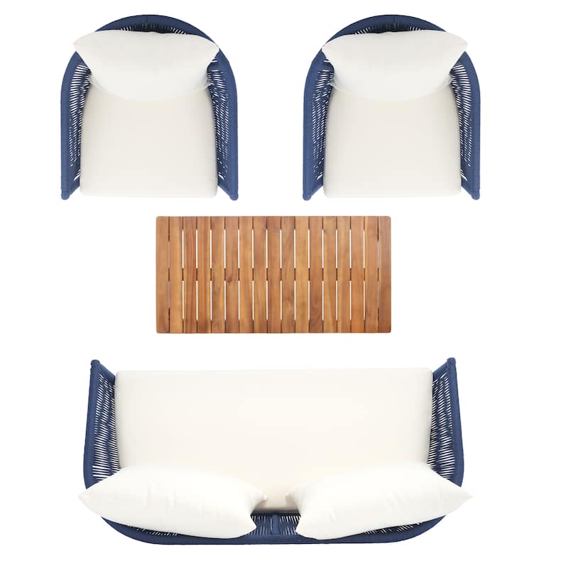 SAFAVIEH Outdoor Erinka 4-Piece Living Set - 55W x 30D x 28H