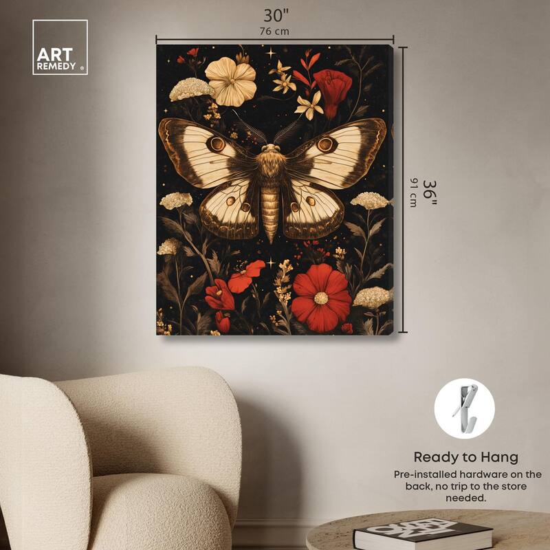 Flying Moth Canvas by Art Remedy, Gallery Wrapped