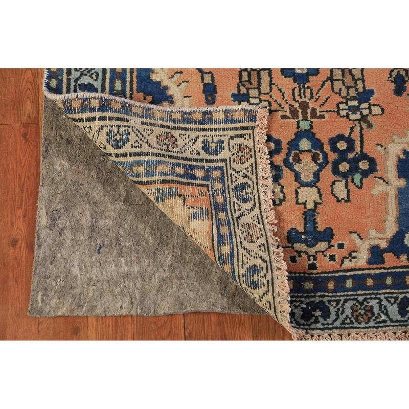 Orange Medallion Hamedan Persian Runner Rug Handmade Wool Carpet - 3'2"x 9'4"