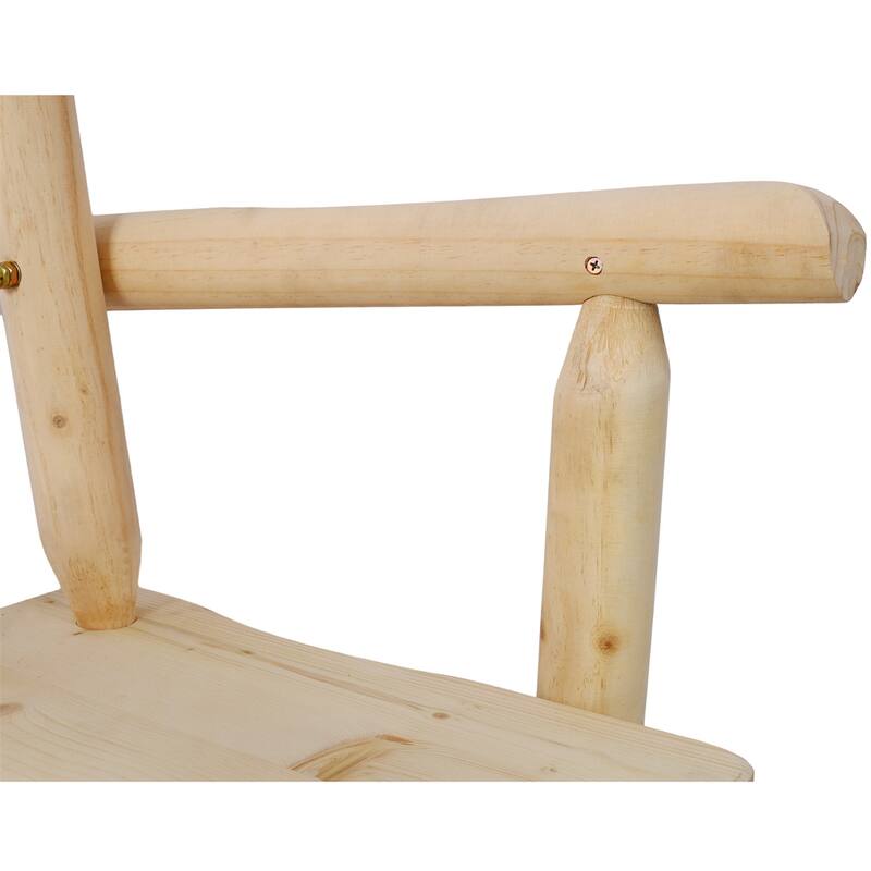 Rustic Bar Stool-Fir Wood Construction,Chair w/Footrest,Wide Armrest