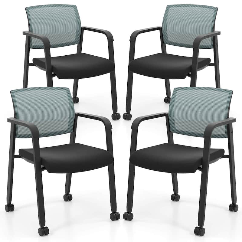 Costway Conference Chairs Set of 2/4 Stackable Office Guest Mesh Chair - 4 PCS