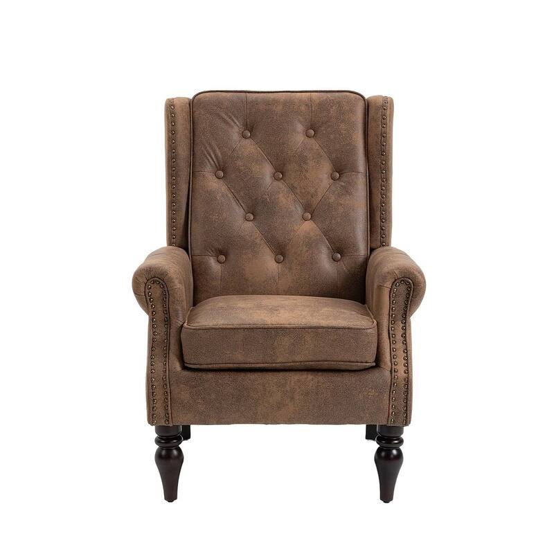 Transitional Wingback Accent Chair Armchair with Sturdy Wood Legs