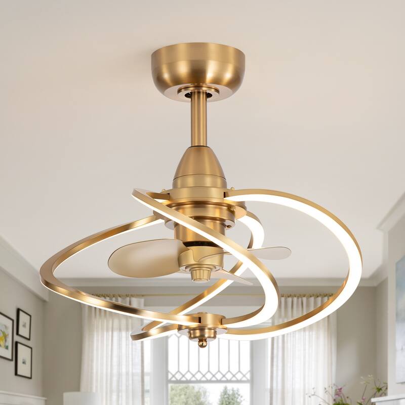20" Modern 3-Blade Dimmable LED Ceiling Fan with Light Kit and Remote