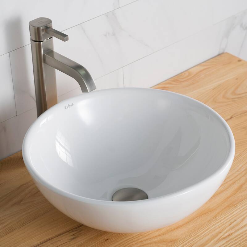 Kraus Bathroom Combo - 15-3/4" Ceramic Vessel Bathroom Sink With