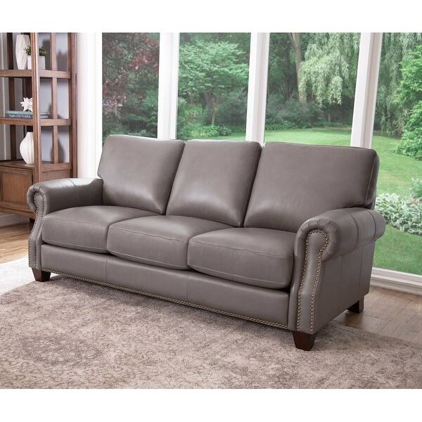 Shop Abbyson Landon Top Grain Leather Sofa On Sale Overstock