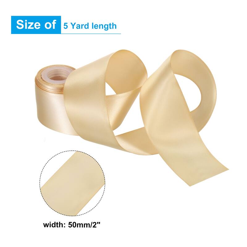 2" 5 Yard Double Faced Solid Satin Ribbon Polyester Fabric - Gold