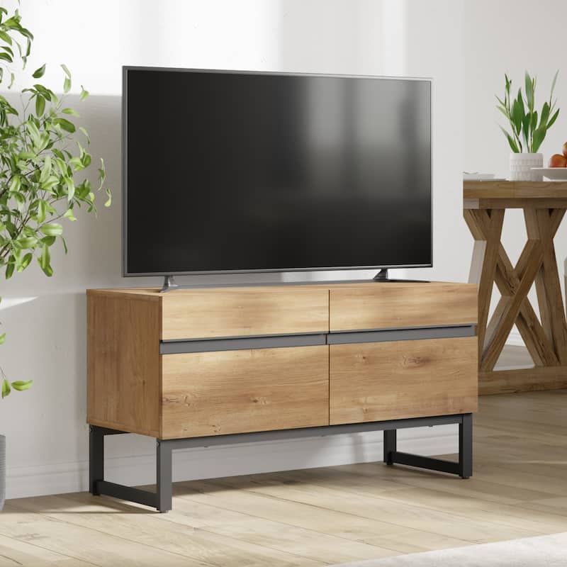WAMPAT Modern TV Stand Entertainment Center TV Console with Storage Cabinets - 1 Pack - Oak