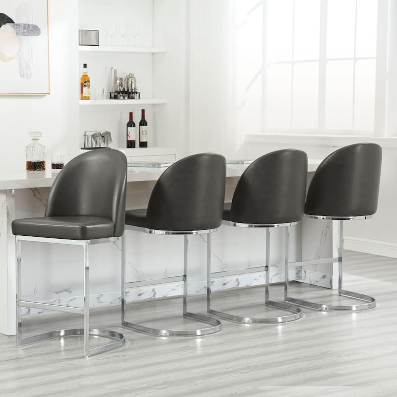 26" Upholstered Counter Stool/ Bar Stools with Metal Legs - 38.8"H x 17.9"W x 20.9"D