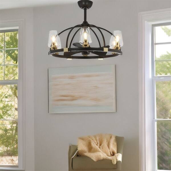 22 in. 24W LED light bulb ceiling fan with double finish frame - Bed ...