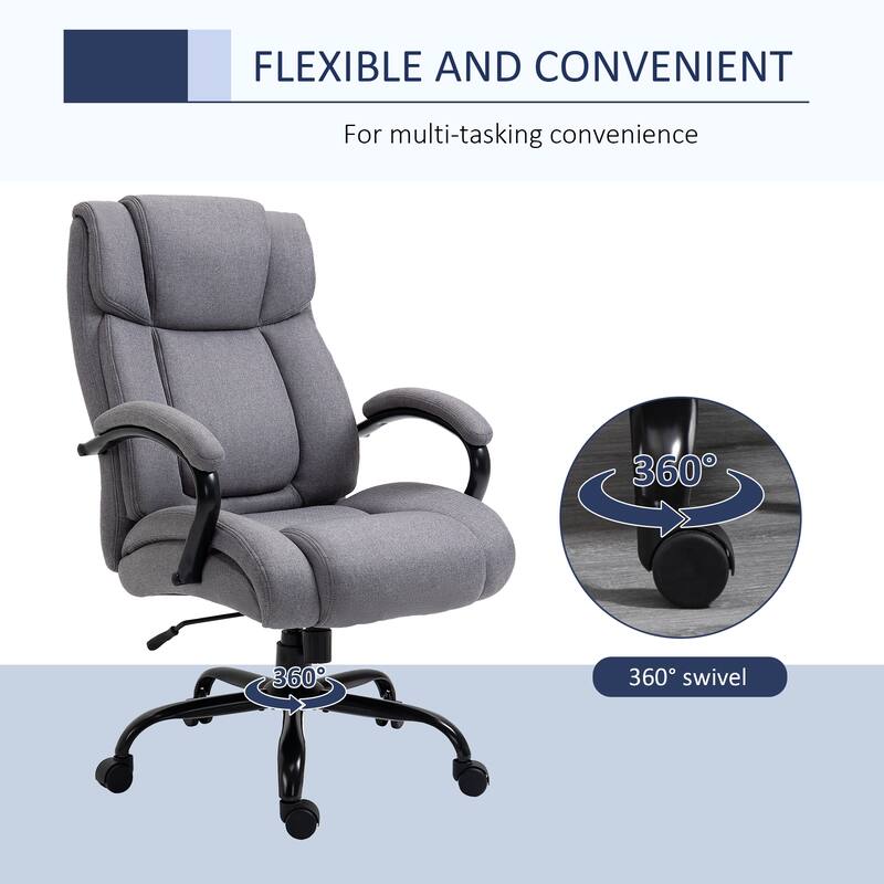Vinsetto Big and Tall Executive Office Chair High Back Computer Desk Chair Ergonomic Swivel Chair with Linen Fabric