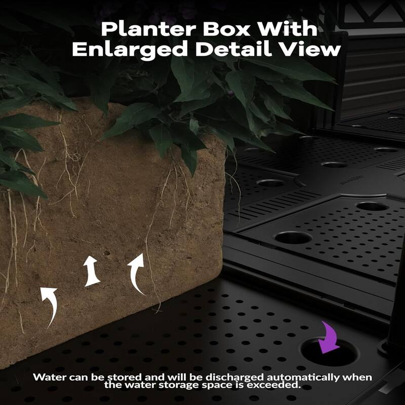 48 x16 x 63 in Modular Vertical Garden Kit 3-Pack Raised Planter Boxes with Trellis Panels