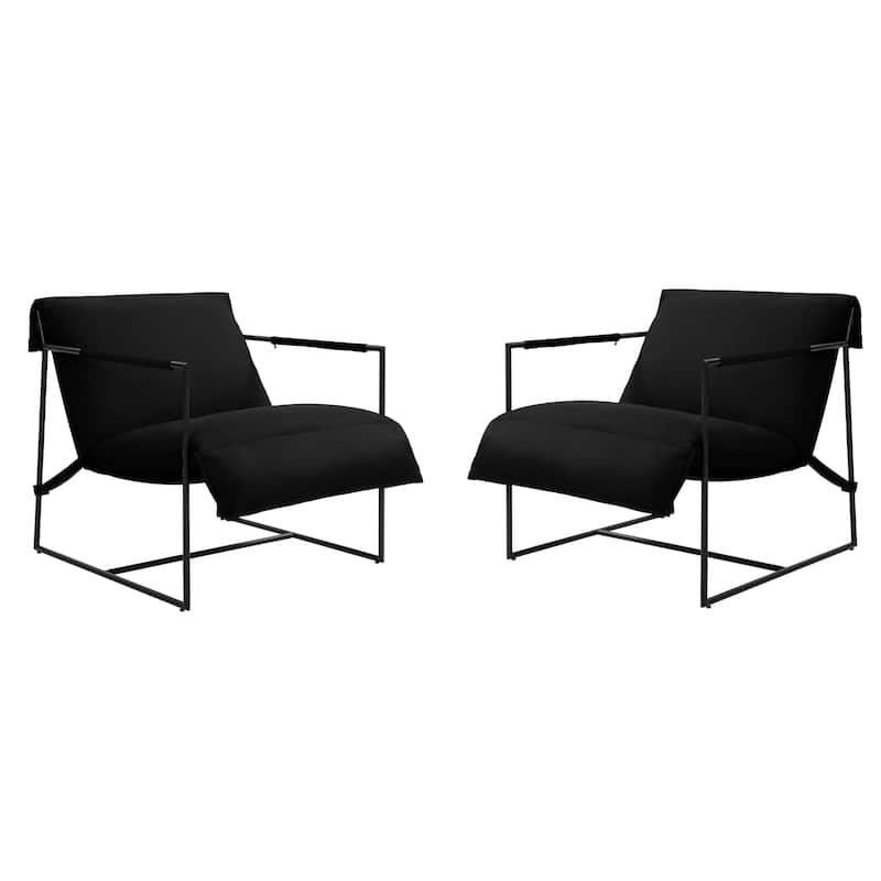 Mid-century Metal Sling Armchair with Lengthen Upholstered Set of 2