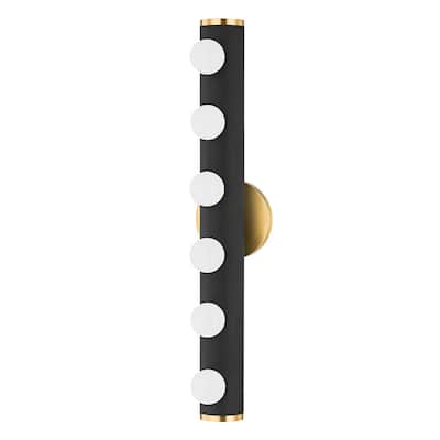 Mitzi By Hudson Valley Penny 6 Light Bath Bracket Aged Brass - black