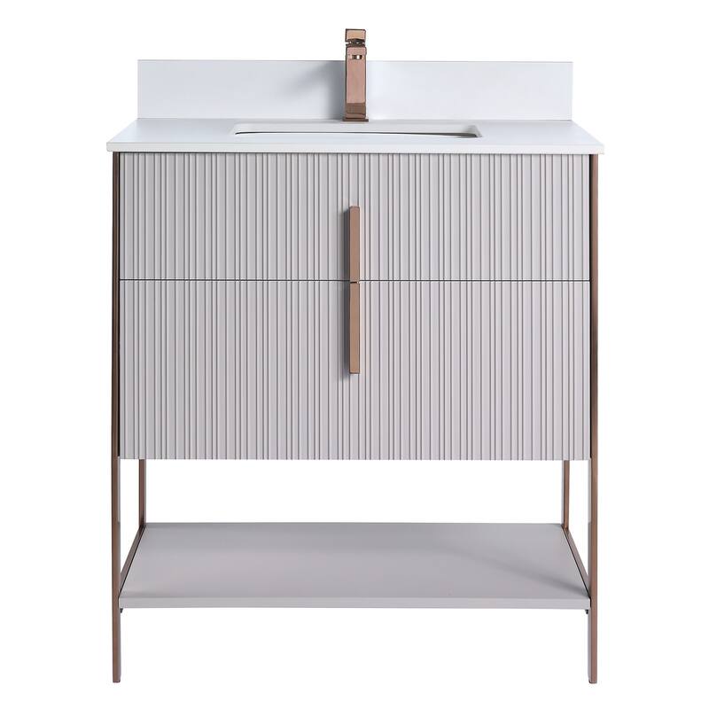 Fine Fixtures Serenity Modern Bathroom Vanity with White Stone Top