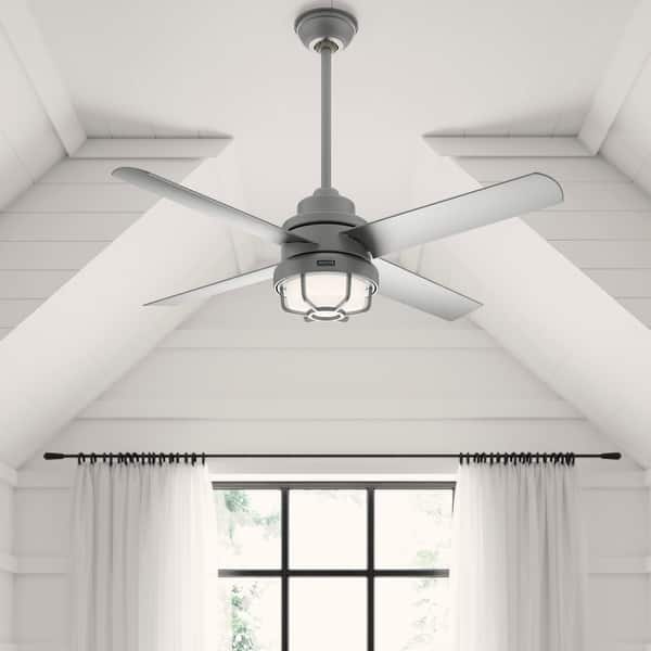 slide 2 of 19, Hunter 54" Searow Outdoor Ceiling Fan with LED Light Matte Silver