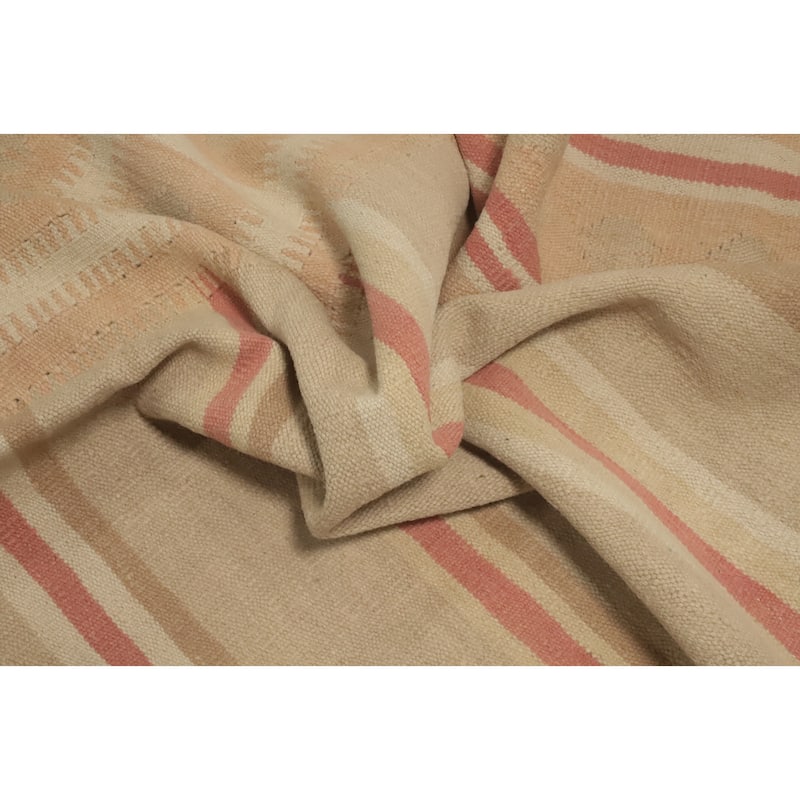Hand Woven Southwestern Wool Beige Geometric Area Rug - 8' 11'' X 5' 11''