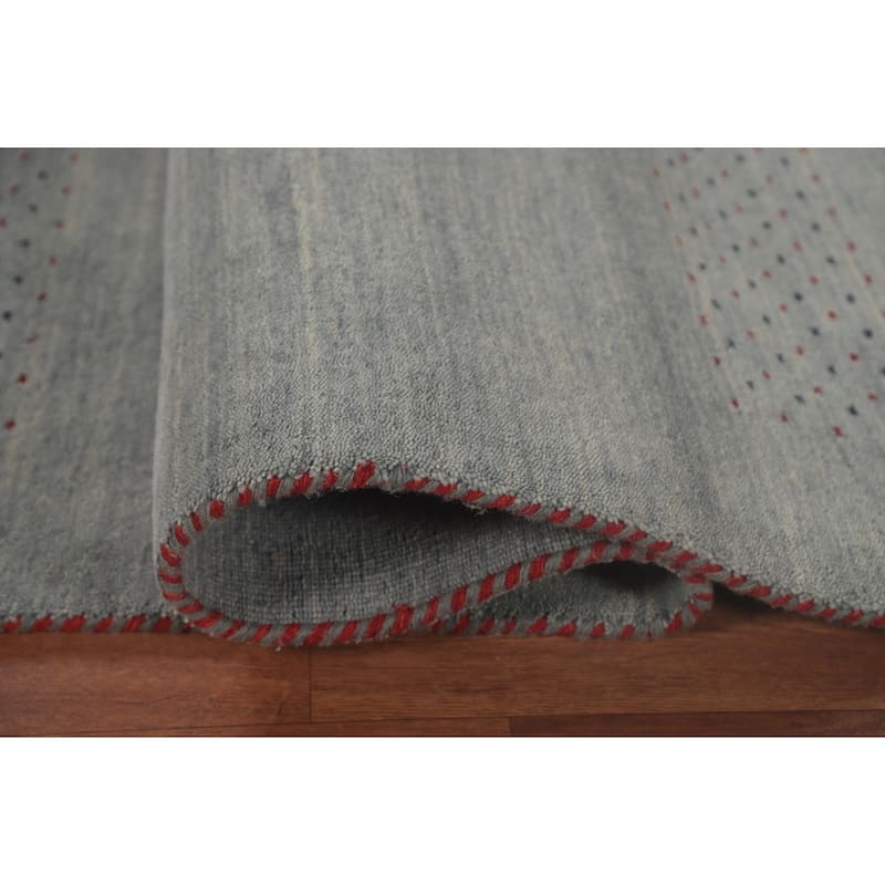 Gabbeh Indian Area Rug Handmade Tribal Blue Wool Carpet - 6'10"x 9'9"