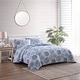 preview thumbnail 2 of 9, Tommy Bahama Ocean Isle Print With Textured Reverse Cotton Quilt (Blue, 3 Piece Set)