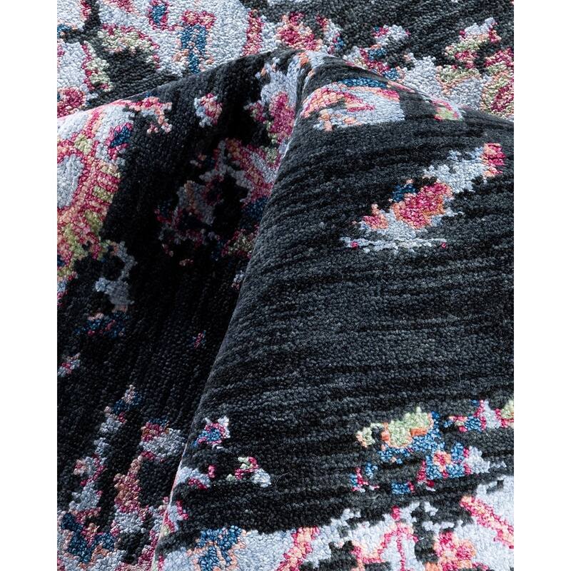 Ikat One-of-a-Kind Handmade Area Rug, Black - 9' 1" x 12' 1"