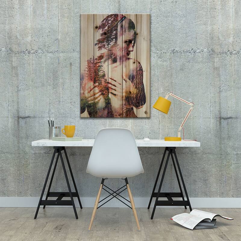 Wilderness Heart III Print On Wood by Andreas Lie - Multi-Color