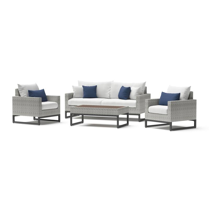 Milo Gray 4 Piece Sunbrella Outdoor Patio Seating Set