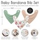 preview thumbnail 3 of 4, Watercolor Floral Fabric Bandana Baby Bibs 3 Pack Set Peach Pink Green and White Boho Shabby Chic Rose Flower Farmhouse