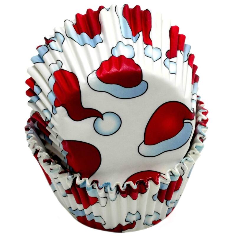 Chef Craft Santa Hat-Patterned Paper Baking Cups - 50 Count Cupcake Liners - Santa Hat