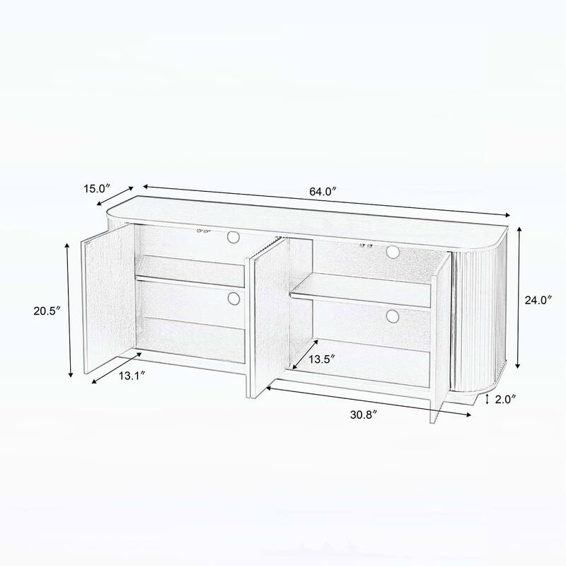 Wave Patterned Sideboard Storage Cabinet with Multi - functional Usage,for Various Rooms