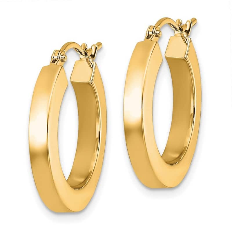 Curata 14k Yellow Gold Polished Square Hoop Earrings - 20x20mm