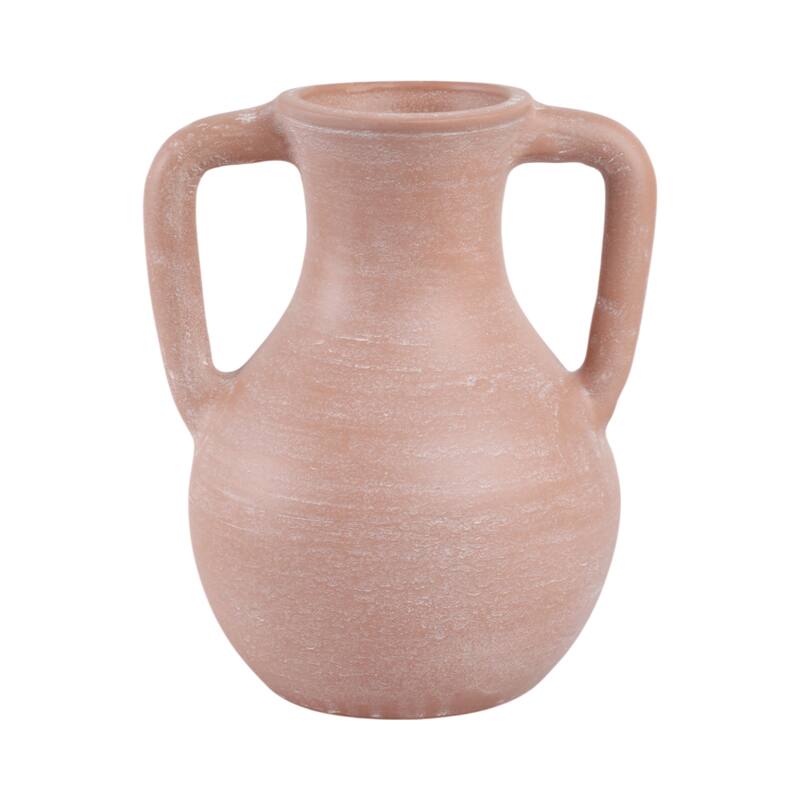Terracotta Pottery Vase with Handles Rustic Artisan Decorative Accent