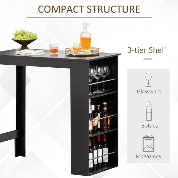 HOMCOM Modern Bar Table Counter Height Dining Table For Kitchen Dining Room~835 390bk