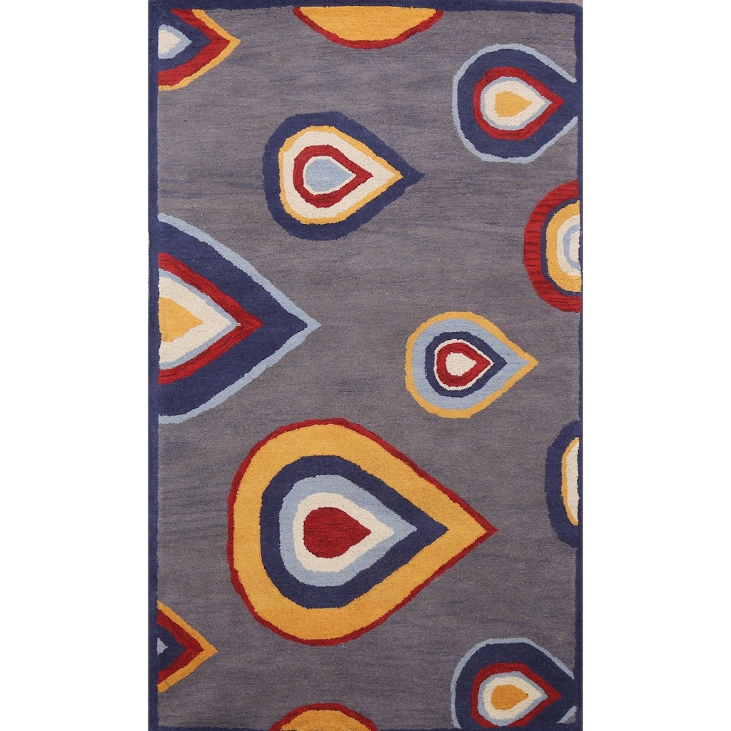 Contemporary Oriental Wool Area Rug Hand-tufted Decorative Carpet - 5'0" x 8'0"