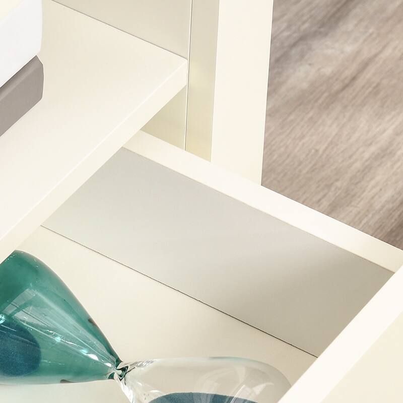 Modern Corner TV Stand Entertainment Center TV Console Table up to 50" with 2 Drawers and 1 Open Shelf, for Living Room, White