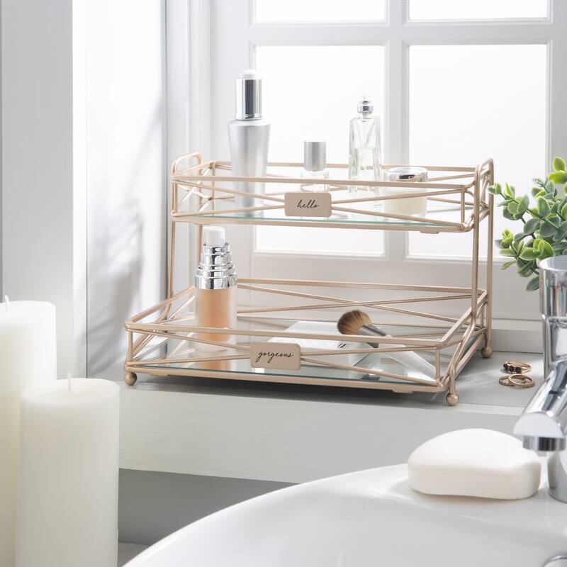 Home Details 2 Tier Vanity Tower in Rose Gold - 10.25"x 6.5"x 6.70"