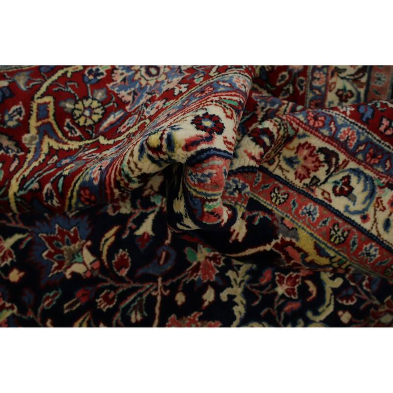 Hand Knotted Oriental 100% Wool Carpet Traditional Traditional Navy Blue & Blues Sarouk Area Rug - 14' 5'' X 10' 4''