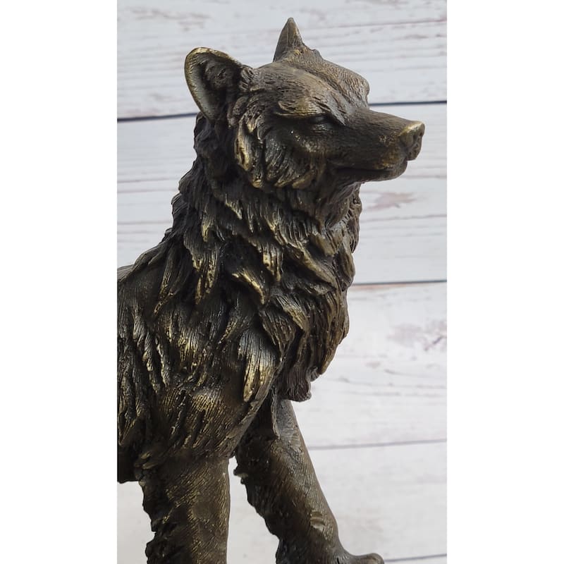 Imitative Wolf Pack 2 Wolves Howling Bronze Statue Sculpture Wildlife Decor Art By Barye