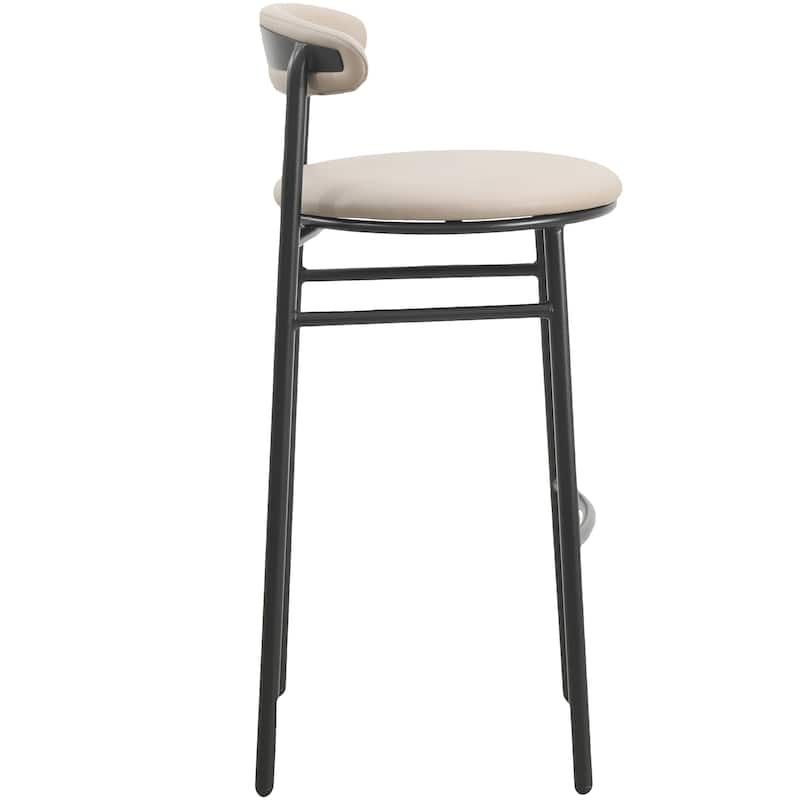 Upholstered Leather Bar Stool Accent Kitchen Chair Lume Collection Set of 2