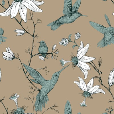 Pine Birds Floral Wallpaper - 10'ft H x 24''inch W