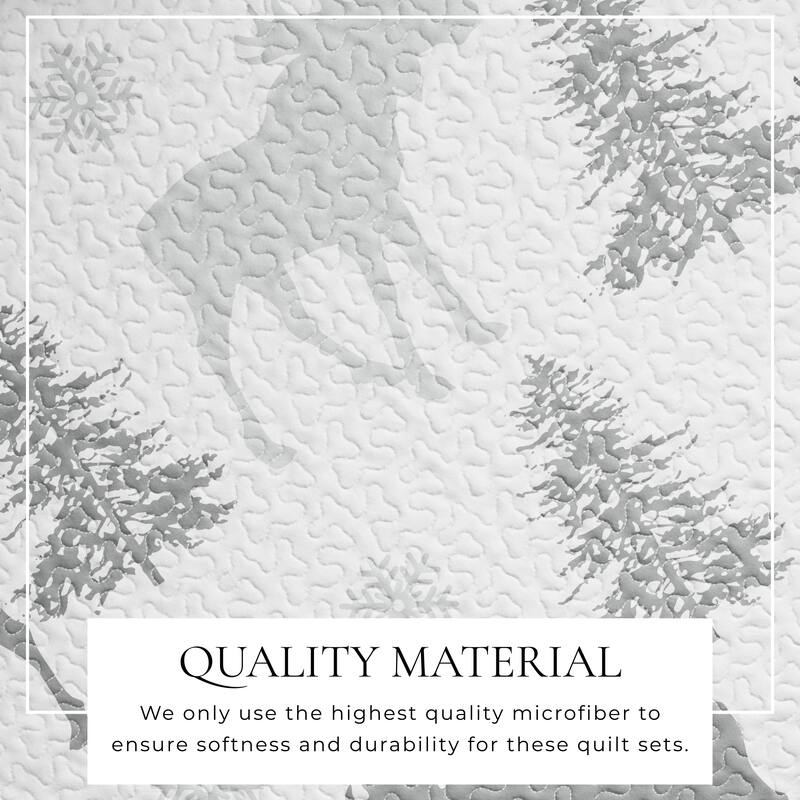 Linery & Co. Moose & Evergreens Microfiber Quilt Set With Shams