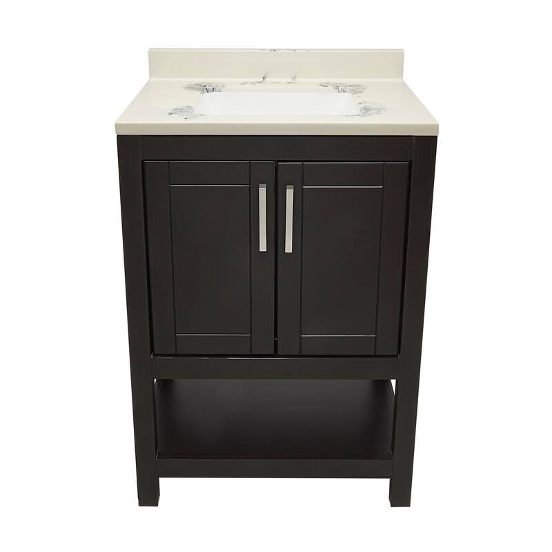 Taos 25" Bathroom Vanity with Cultured Marble Vanity Top Sink in White with White Basin