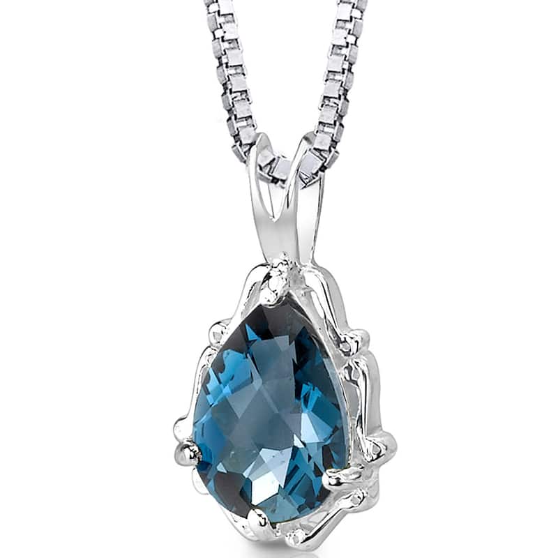2.25 ct London Blue Topaz Pendant in Sterling Silver
