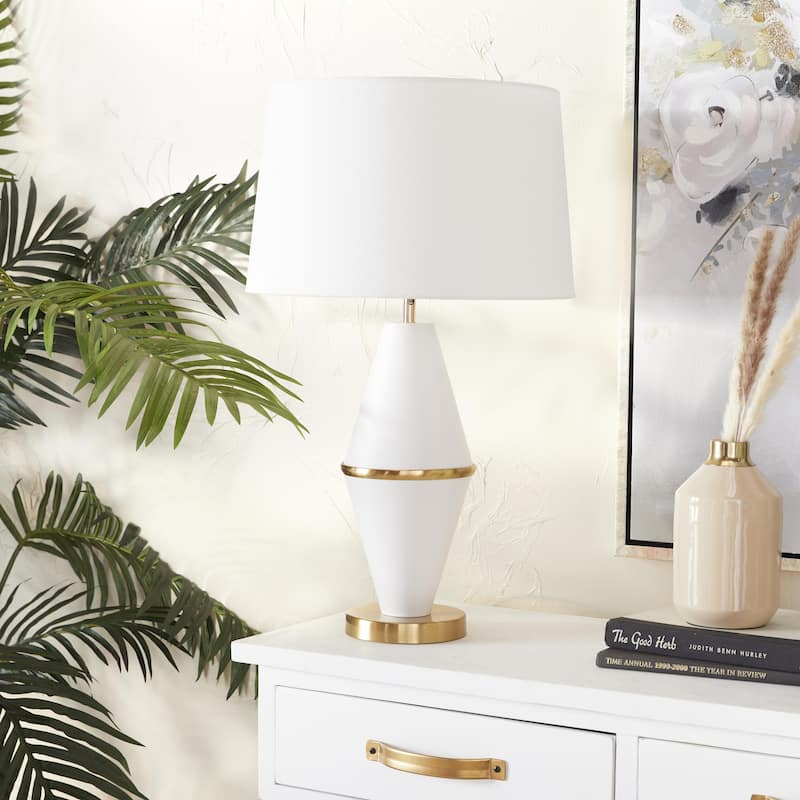 Metal Room Table Lamp with Gold Accents - Black or White - CosmoLiving by Cosmopolitan