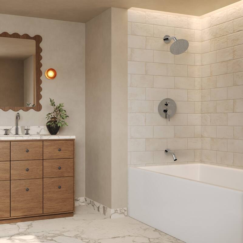 GRANDJOY Wall-Mount 2-Function Shower and Tub System with Pressure Balance Valve