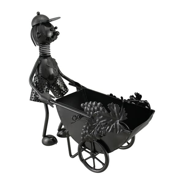 The Wheelbarrow Driver Spring Head Steel Wine Bottle Holder 11.5 X 10