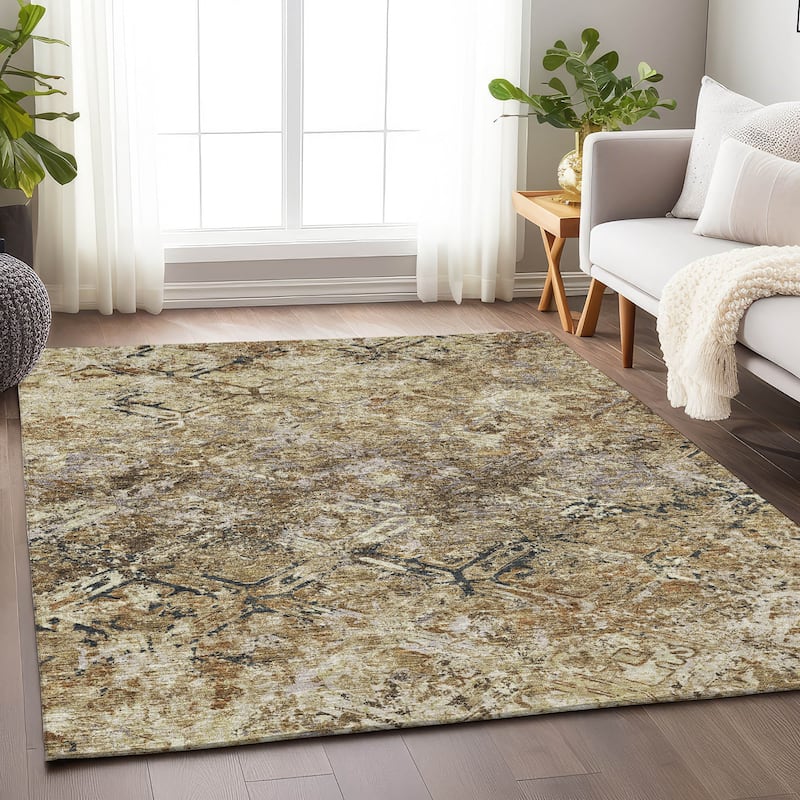 Premium Washable Super Soft Trellis Distressed Mayfield Rug - Beige - 10' x 14' - Rectangle