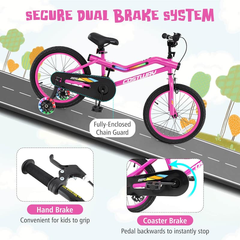 Costway 18" LED Lighted Kids Bike with Adjustable Seat Coaster Brake - See Details