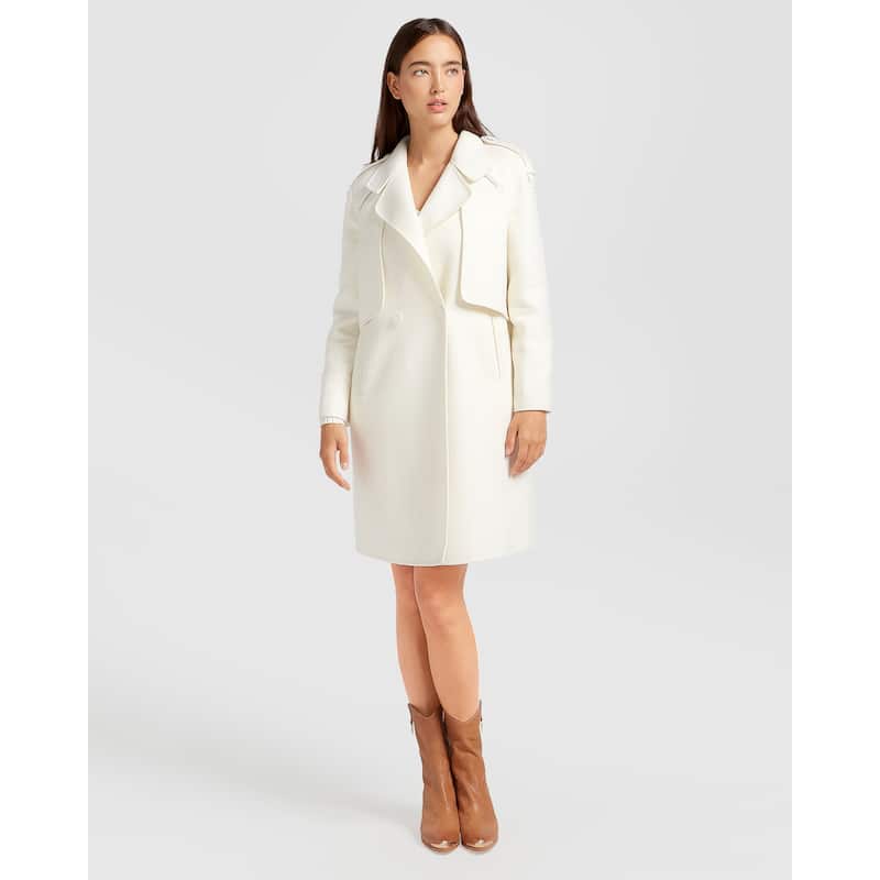 Palm City Wool Blend Coat - L - Cream