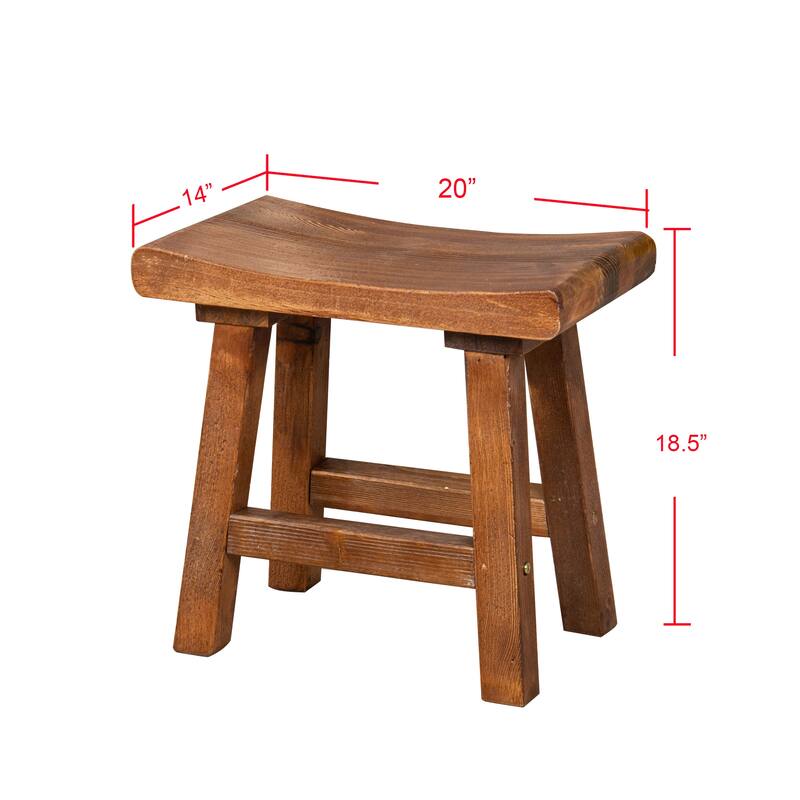Home Soft Things Old Pine Wood Stool 20"x14"x18.5"H